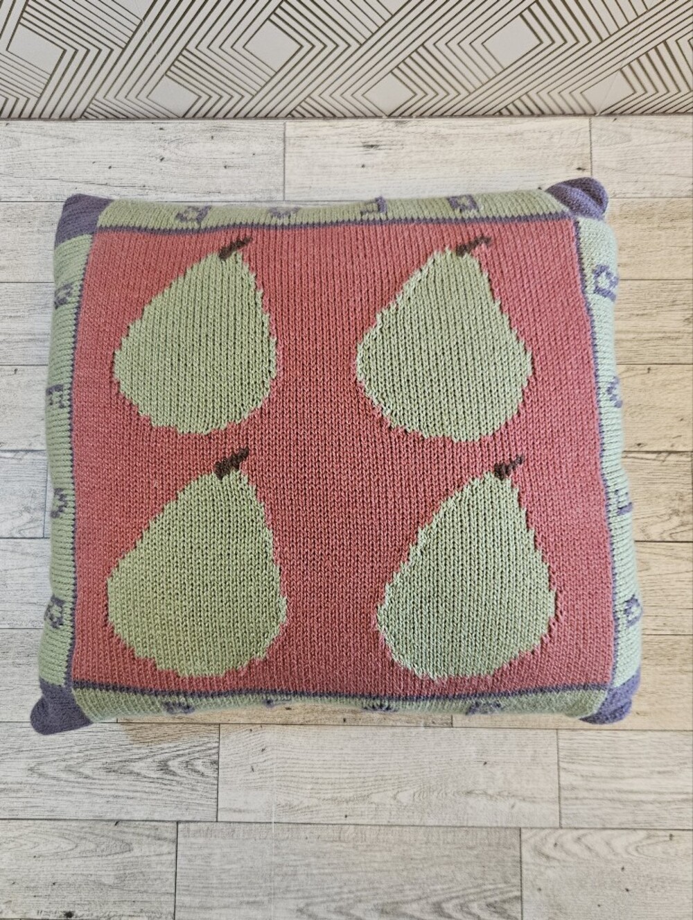 Ethan Allen Vintage Decorative Knit Throw Pillow Pears Made In USA Cottagecore